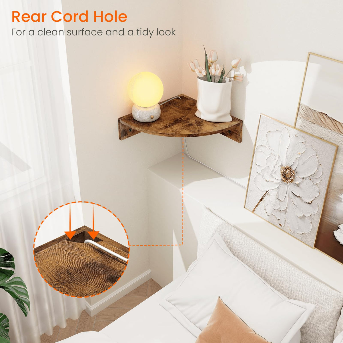 Homode corner shelf three-tier layout maximizes corner display space.