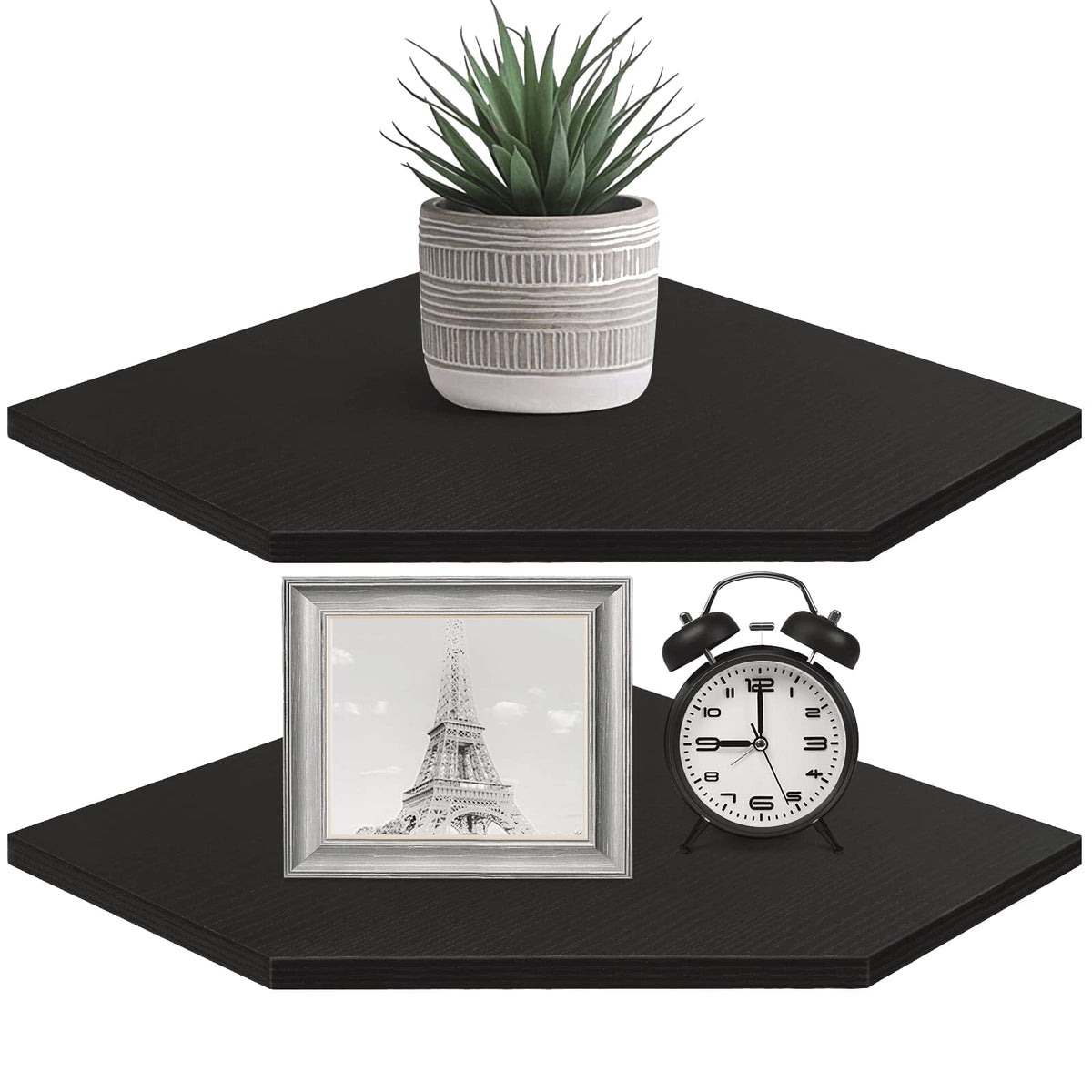 Homode corner shelf wall mount in black for TV setup and cable organization.