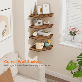 Homode corner shelf with cord hole, rear cable management for clean entertainment setup.