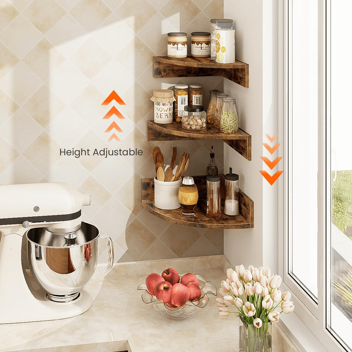 Homode corner shelf wall mount enables easy, secure installation.