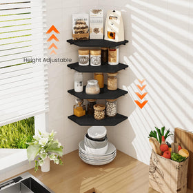 Homode corner shelves with rear cable hole for cable management around devices.
