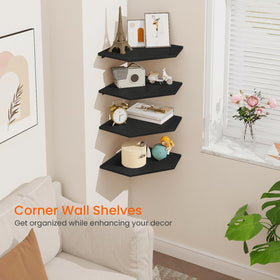 Homode diamond 4-tier corner shelves, side view, maximizing wall space.