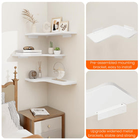 Homode white wood corner shelves finished in premium white