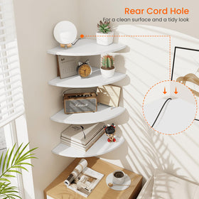 Homode durable wood shelves with metal frame support TV cords or speakers.