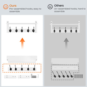 Homode five hooks rail keeps coats, bags, and accessories neatly organized.