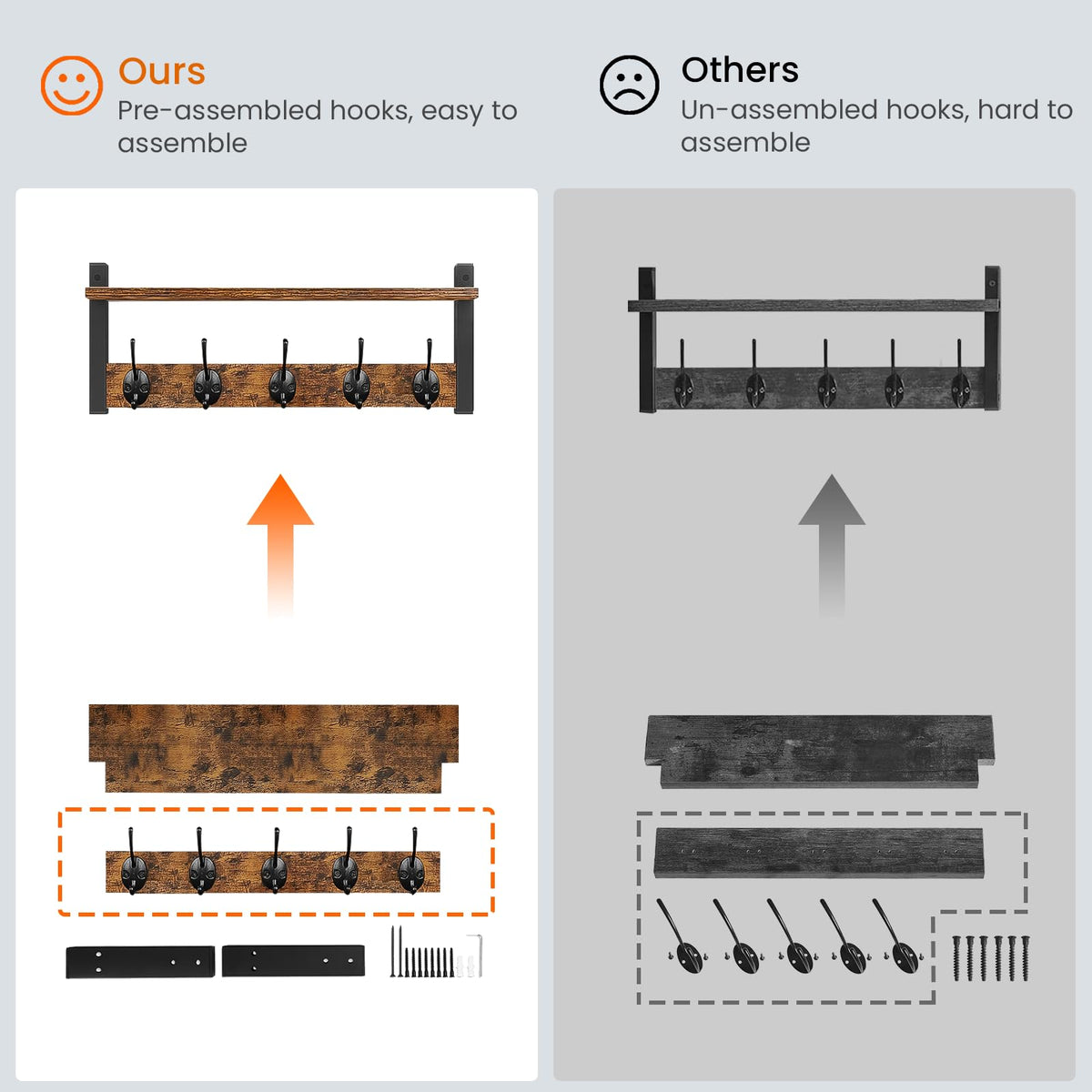 Homode wall-mounted coat rack with easy installation