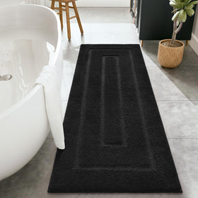 HOMORE black bathroom rug 24x60 with plush microfiber for soft comfort and quick drying