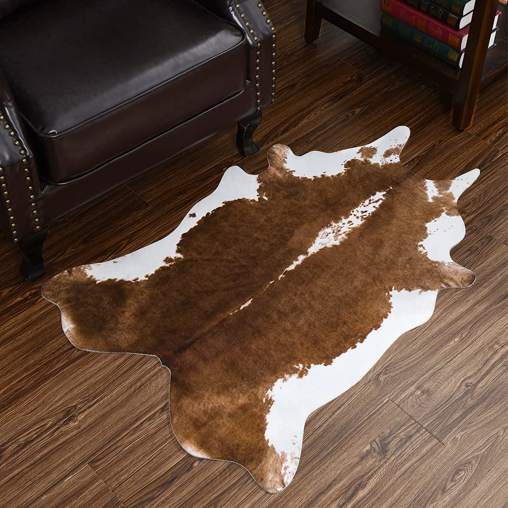 HOMORE cowhide rug for living room decor with soft fur for coziness