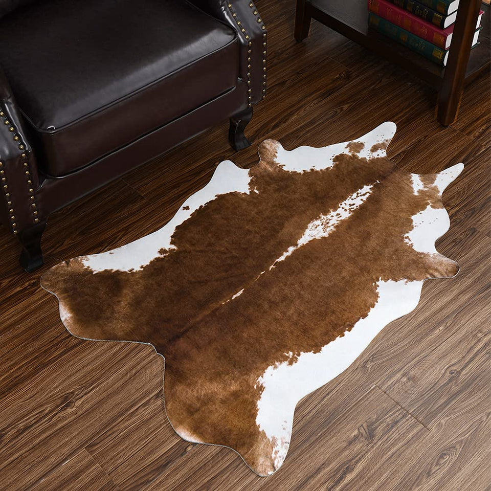 HOMORE cowhide rug for living room decor with soft fur for coziness