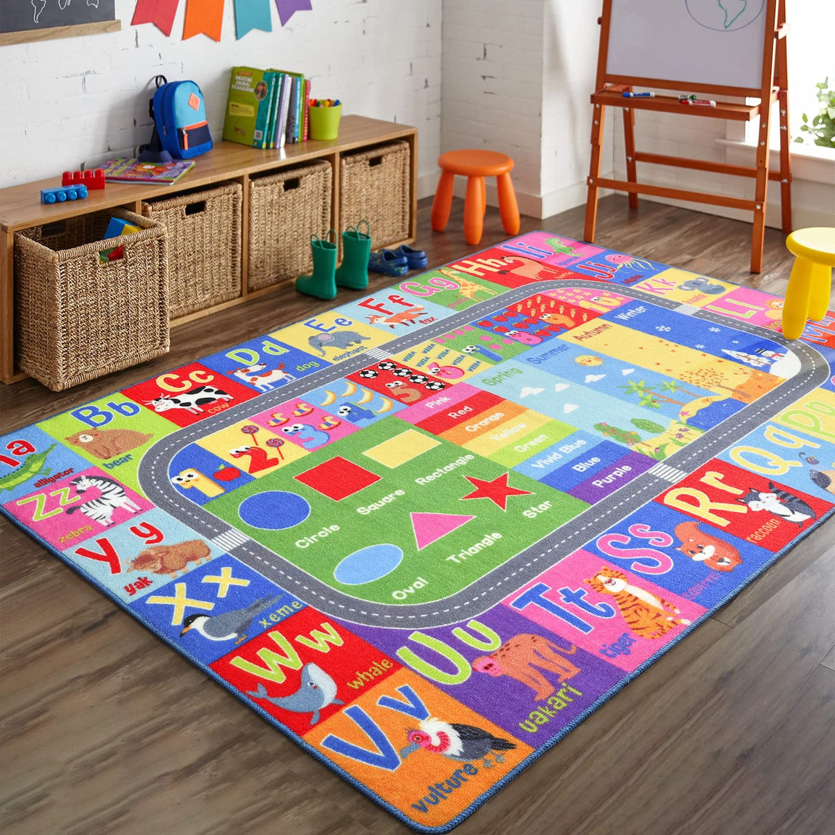HOMORE rug with alphabet layout for playful language learning