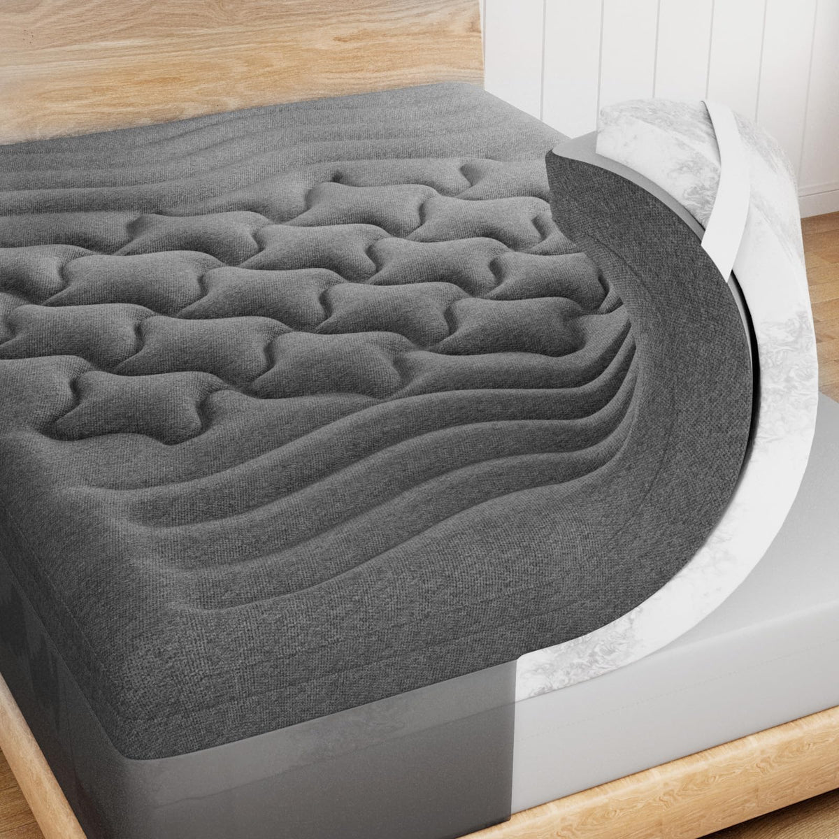 HOMRELEXA dual-layer topper with memory foam for plush support and contouring comfort