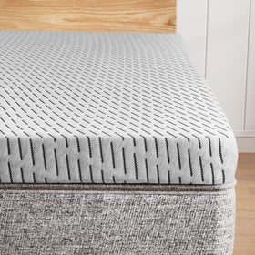 HOMRELEXA Firm Mattress Topper front view highlights breathable sleep surface.