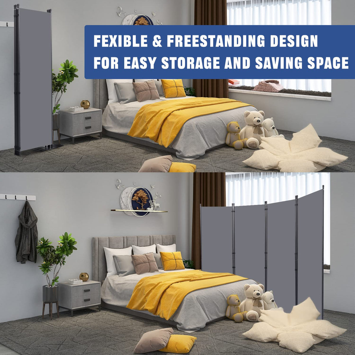 HOMSCREENER folding panels save space and simplify storage.