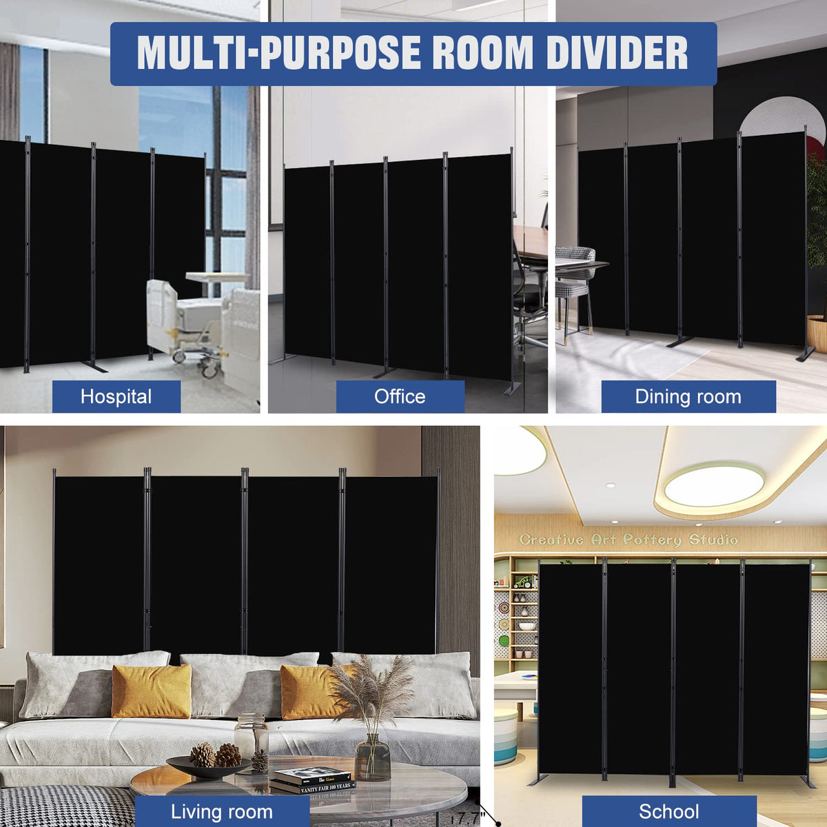 HOMSCREENER portable divider folds flat for easy storage.