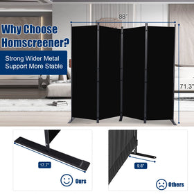 HOMSCREENER triple-buckle hinges allow flexible panel arrangement.