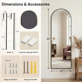 Homsion arch-top mirror with aluminum frame in focus