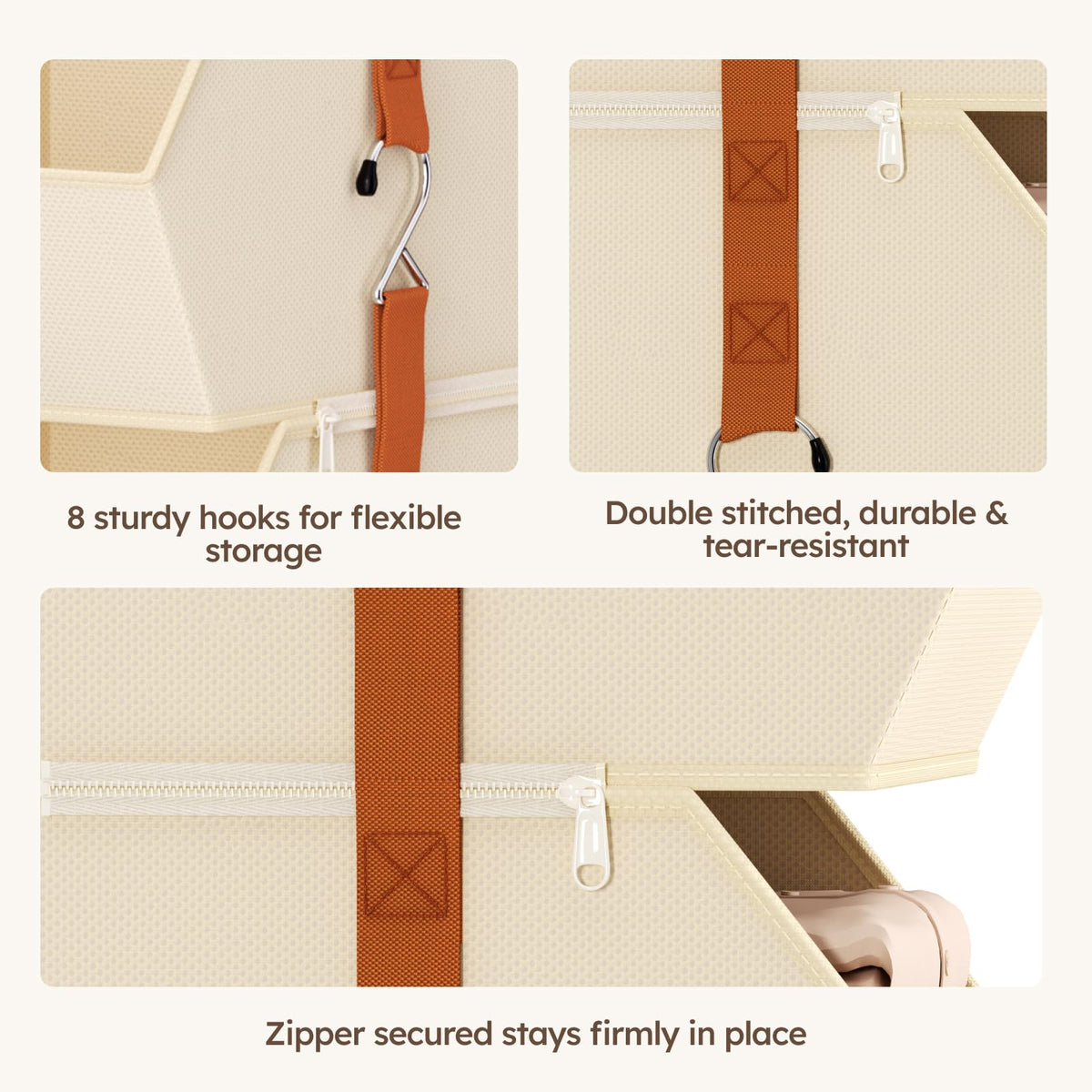Homsorout beige fabric closet organizer blending with bedroom decor