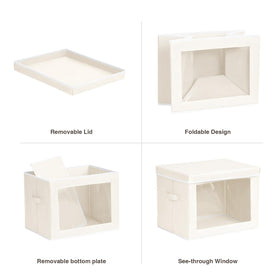 Homsorout beige storage bin complements living spaces with tidy storage.