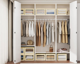 Homsorout beige fabric storage bin with lid keeps items dust-free and organized