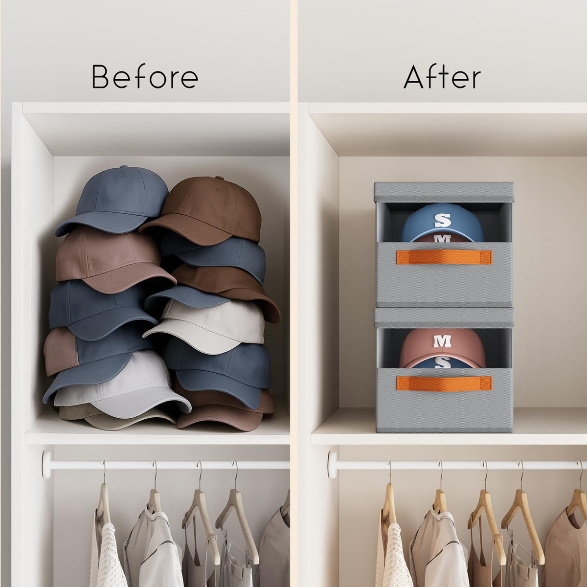 Homsorout grey hat storage box complements closets bedrooms and RVs
