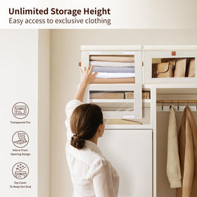 Homsorout closet bin with clear window shows contents at a glance.