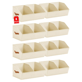 Homsorout closet organizers 8-pack beige bin with orange handle for easy closet sorting