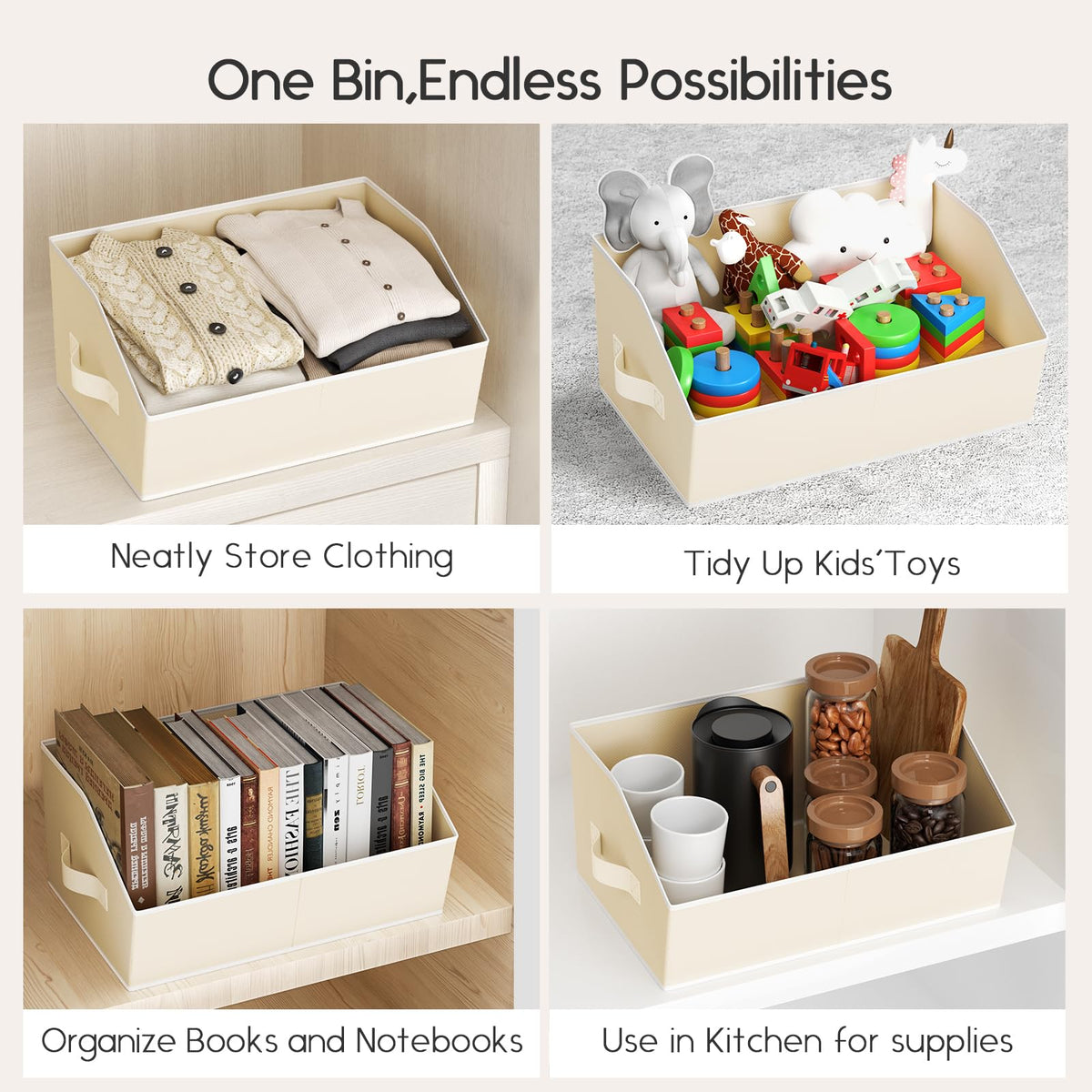 Homsorout closet-wardrobe bin enhances neat appearance on shelves