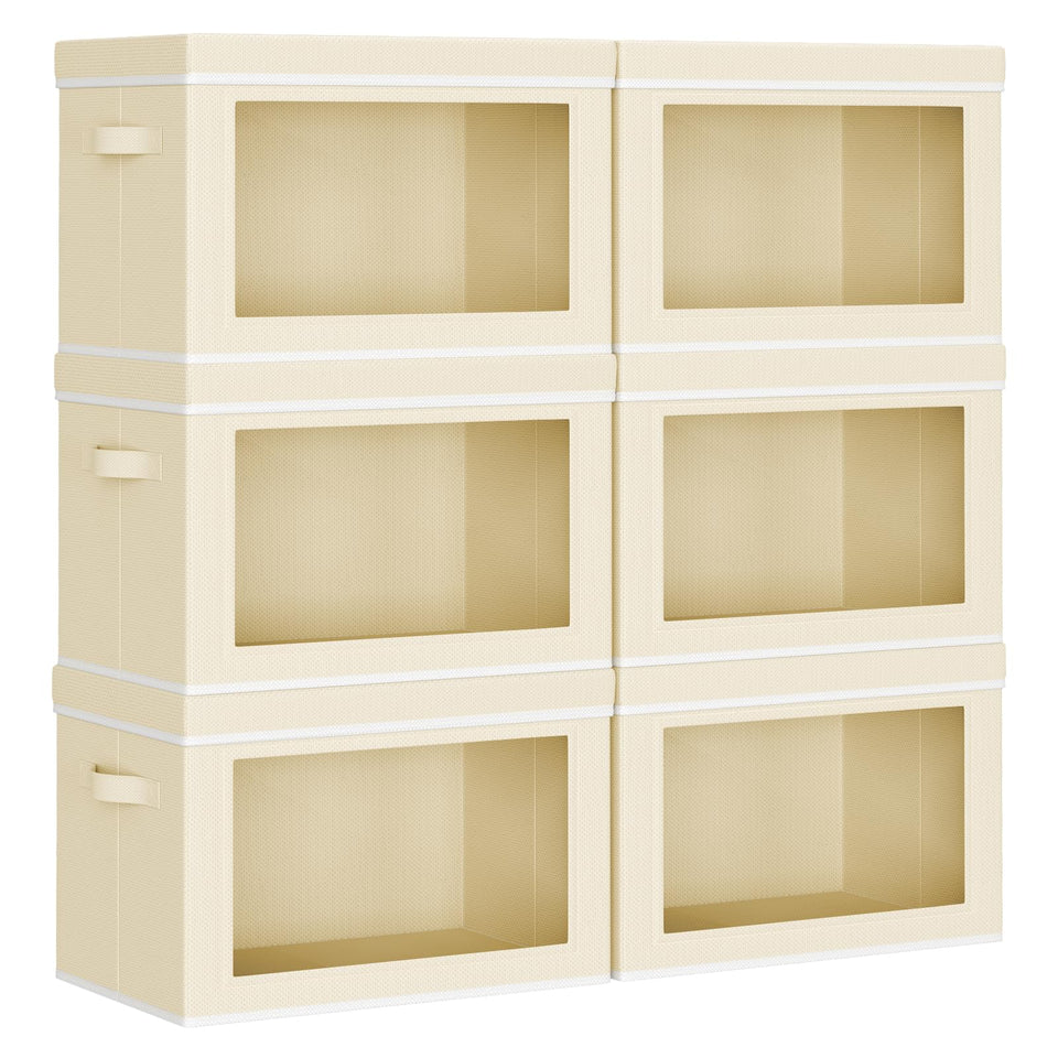 Homsorout collapsible storage bin with window for quick visibility of contents