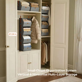 Homsorout collapsible storage bins simplify seasonal wardrobe changes.