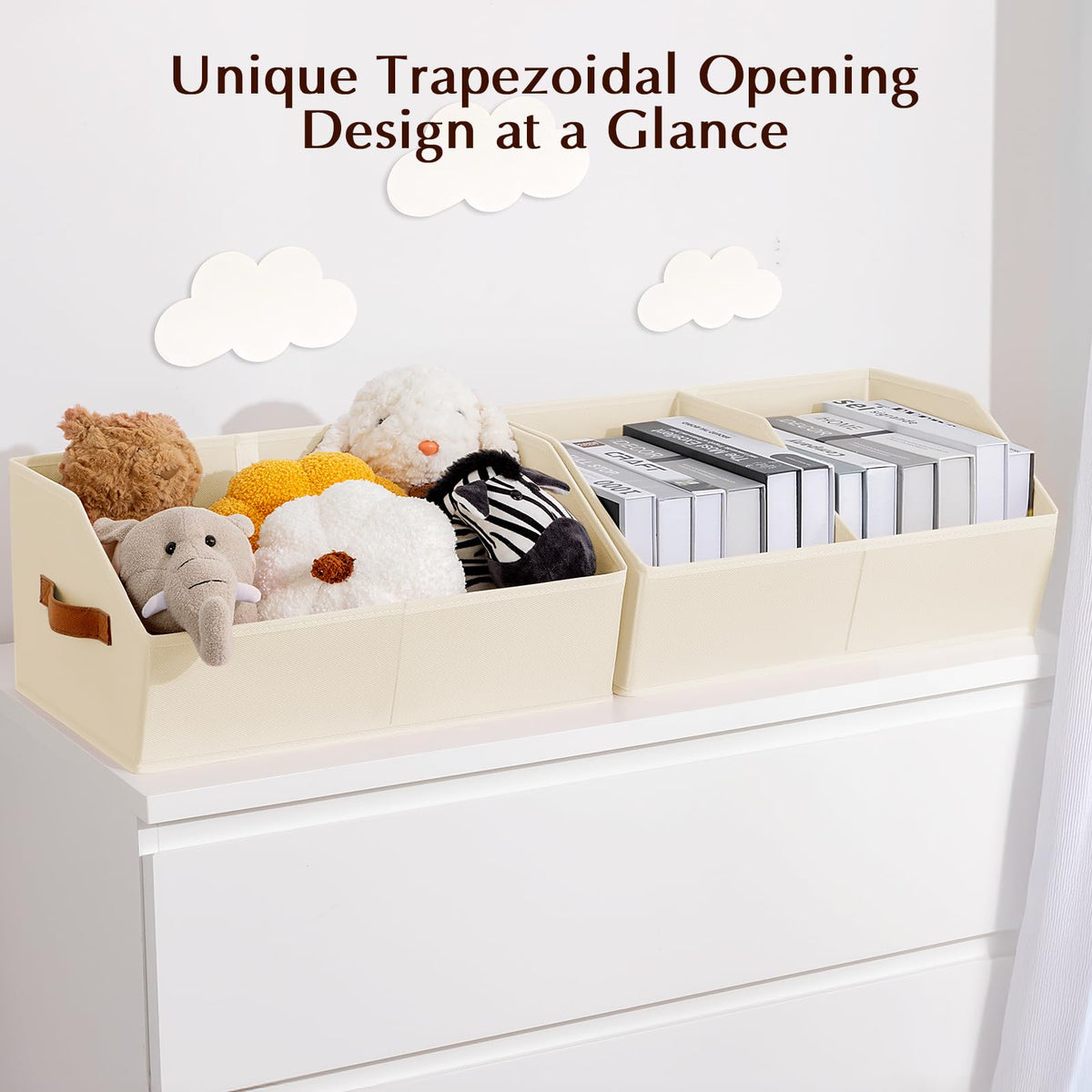 Homsorout dual-handles closet bin facilitates easy carrying between rooms
