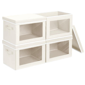 Homsorout fabric storage bin with front window for quick visibility.