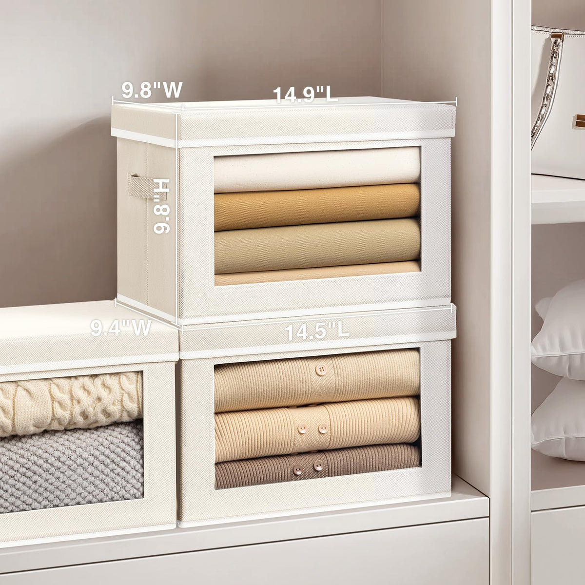 Homsorout storage bin with lid provides sturdy upright support.