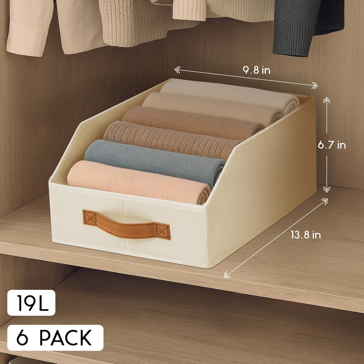 Homsorout fabric storage bins collapsible design saves space on shelves.