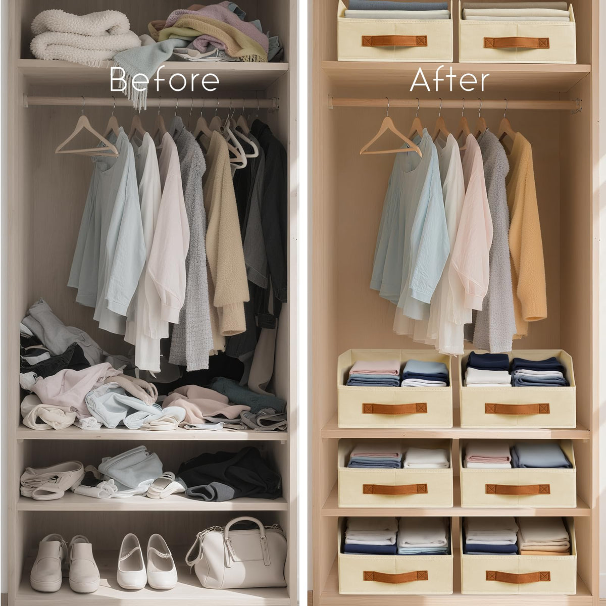 Homsorout fabric storage bins open-top access for fast item grab.