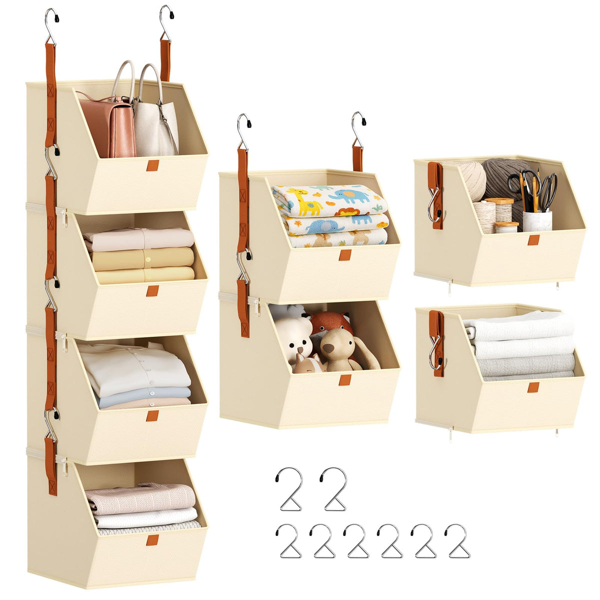 Homsorout 4-tier hanging closet organizer with neat compartments for clothes