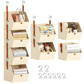 Homsorout 4-tier hanging closet organizer with neat compartments for clothes
