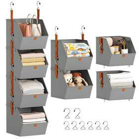 Homsorout hanging closet organizer 4-tier with secure shelves for easy access.