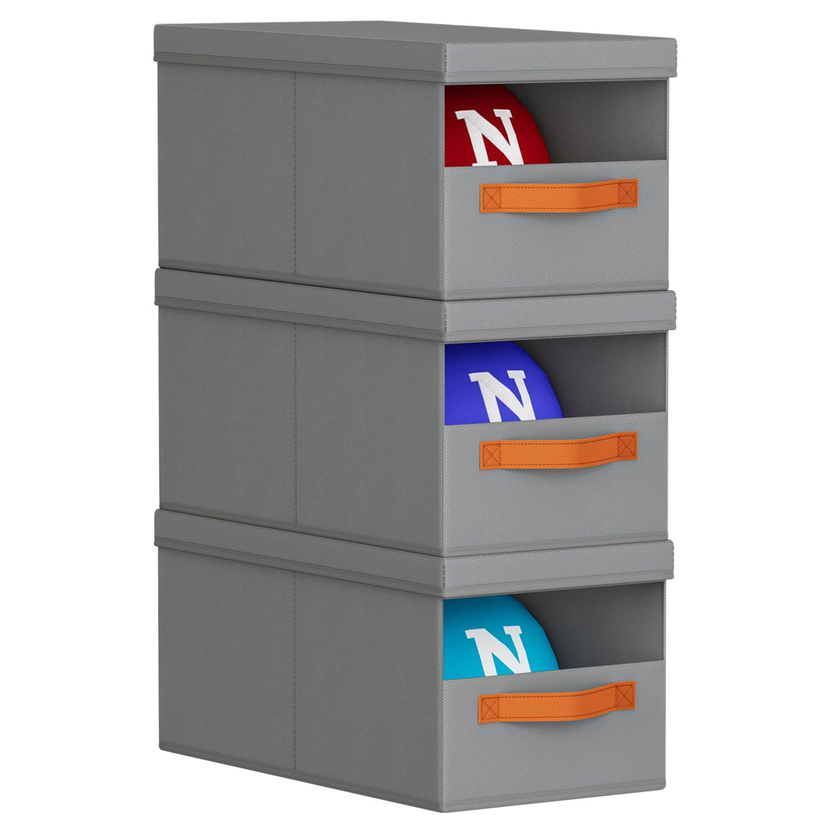 Homsorout hat organizer three pack stackable design keeps baseball caps neatly organized