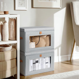 Homsorout grey fabric with lids adds a decorative tidy touch
