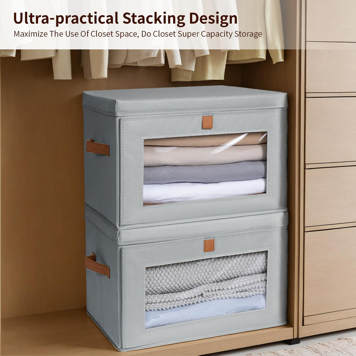 Homsorout bins with two durable handles for easy transport