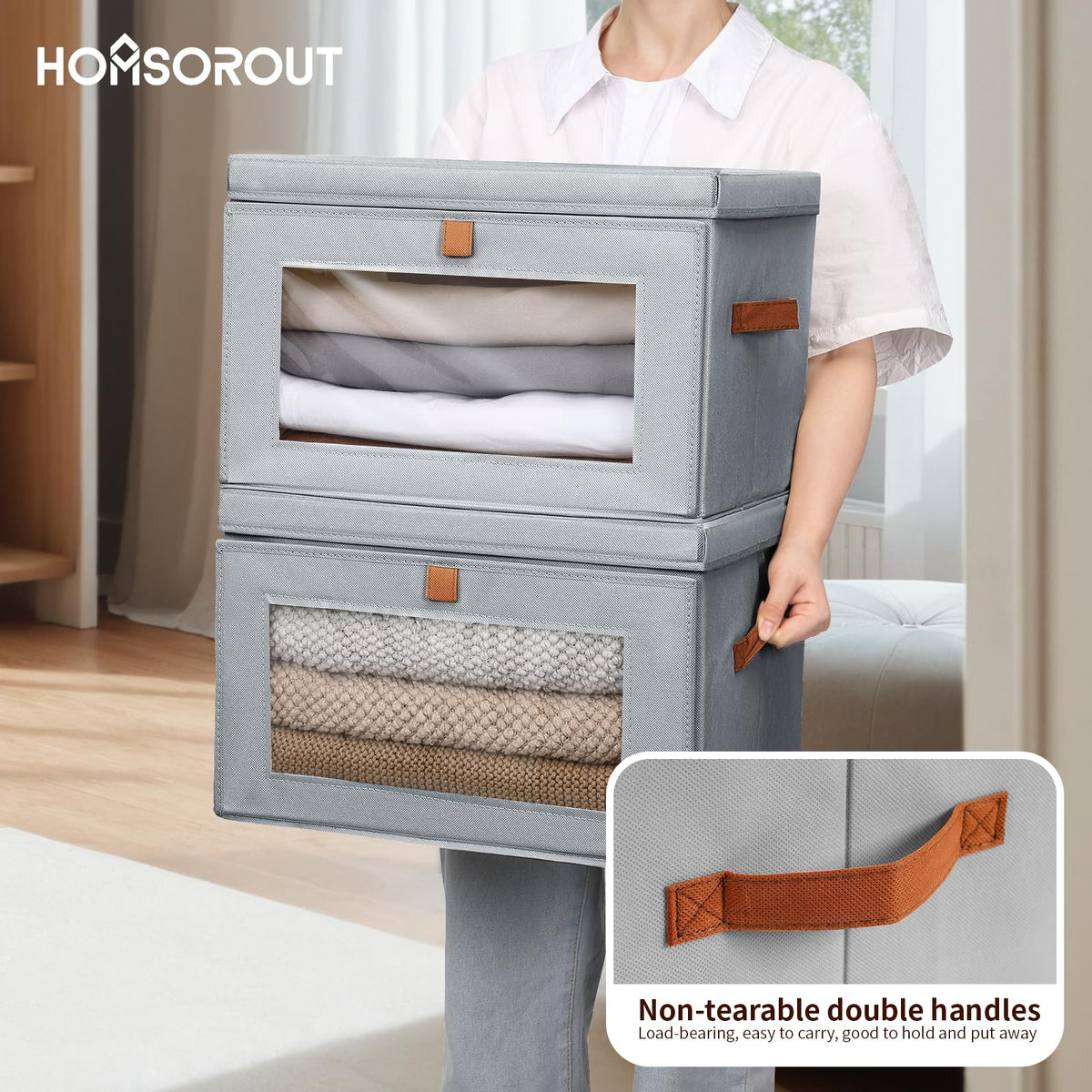 Homsorout large capacity box fits clothes, blankets, and more