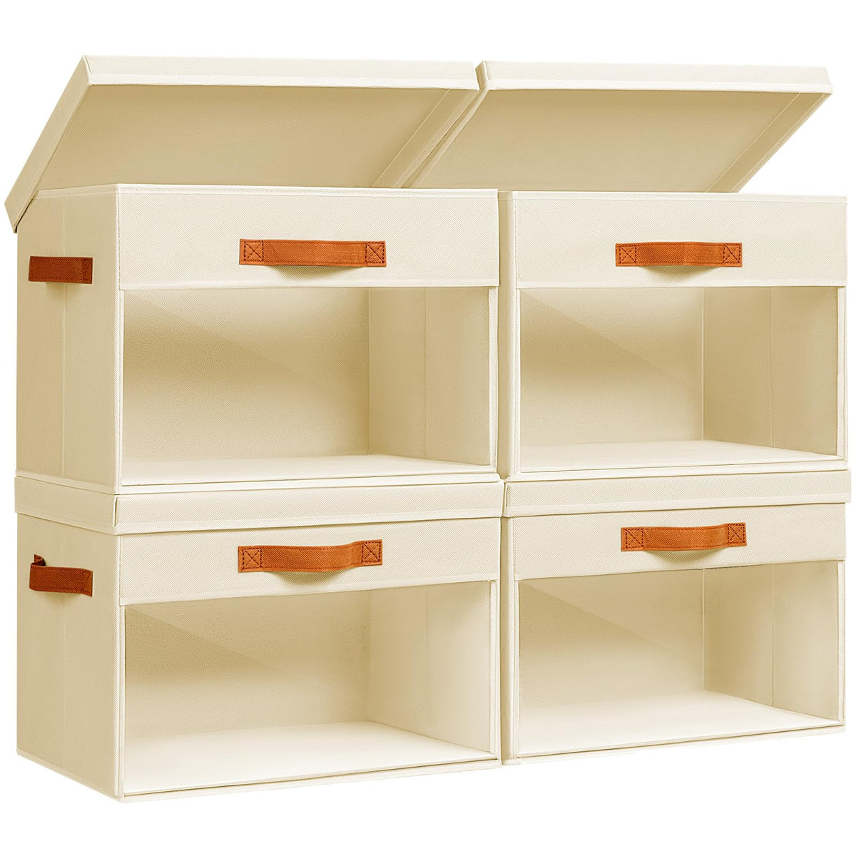 Homsorout large storage bins with clear windows for quick content checks.