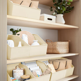 Homsorout laundry room bin beige supports organized laundry spaces