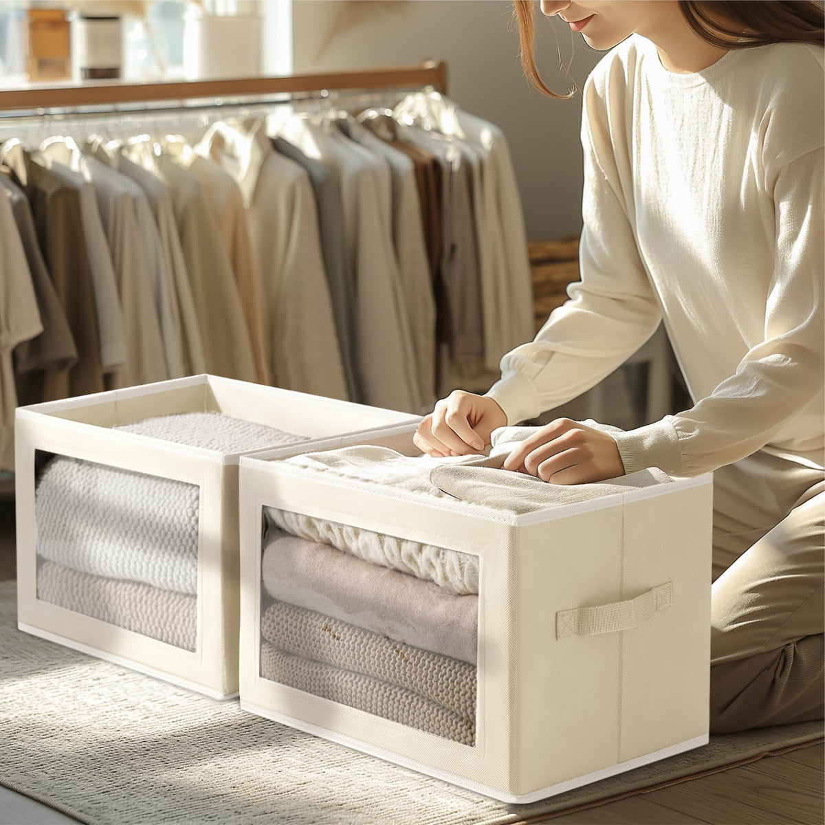 Homsorout storage bin assembled with bottom plate for stability.
