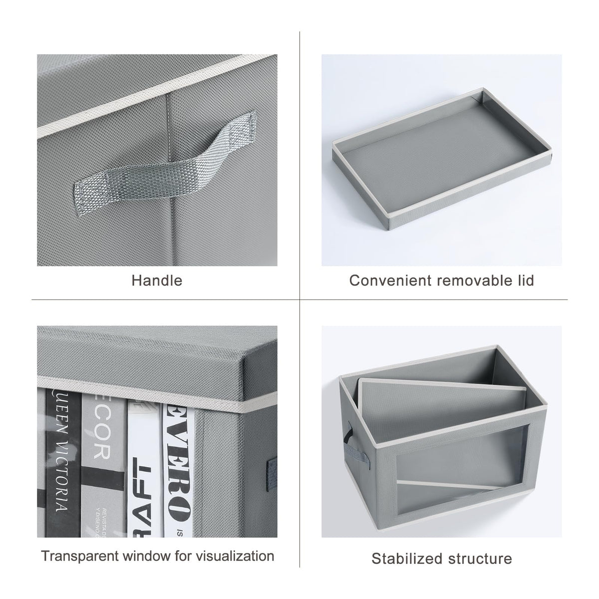 Homsorout grey fabric bins complement modern home organization.