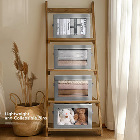 Homsorout storage bins feature a sturdy cardboard base for durability.