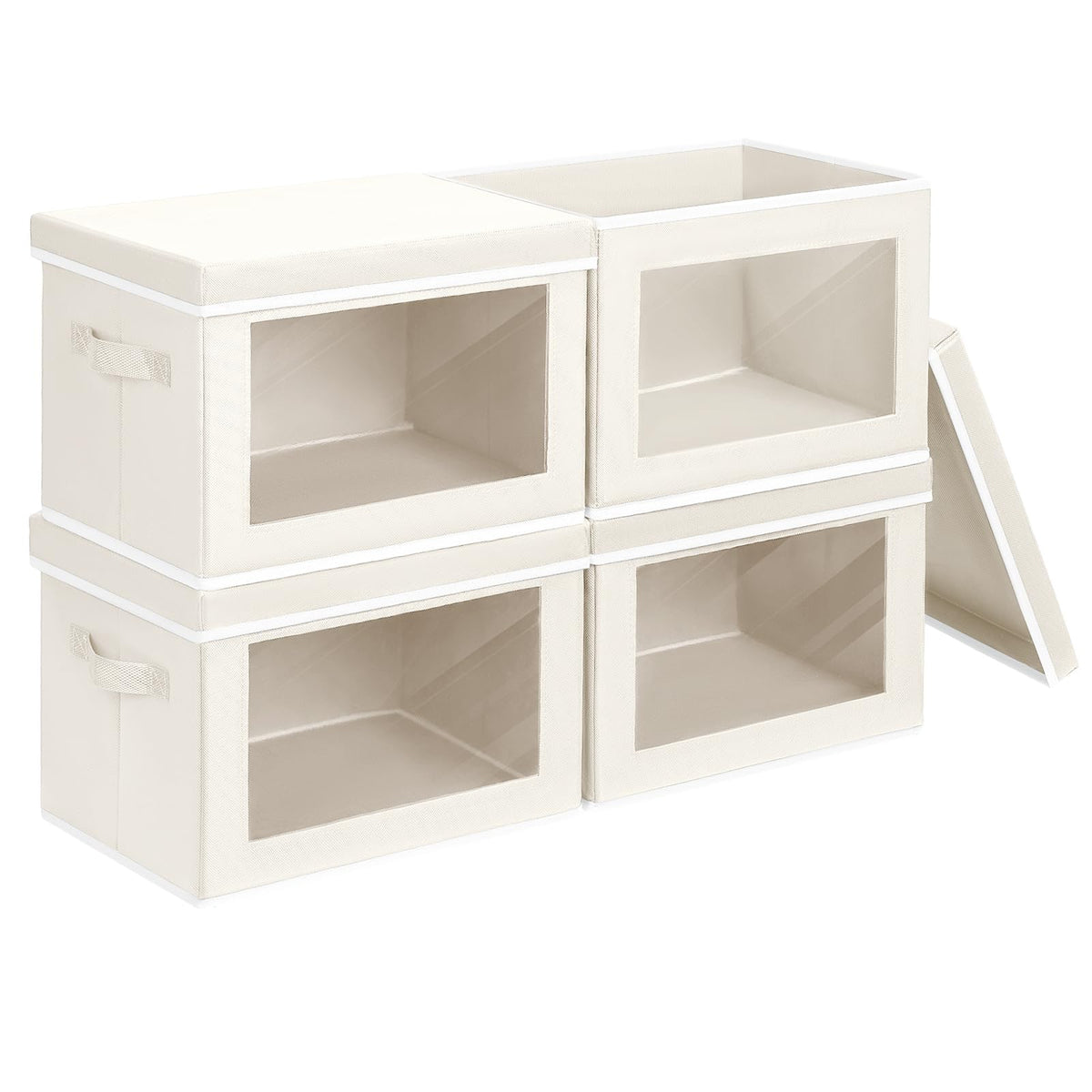 Homsorout storage bins with lids and window showing organized items