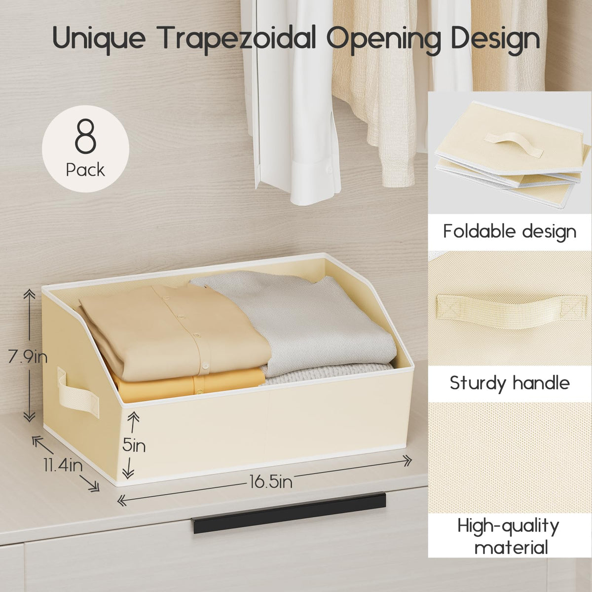 Homsorout trapezoid storage bin folds flat to save space