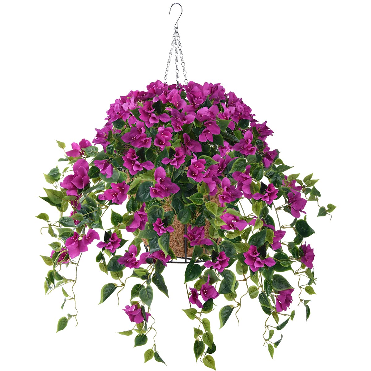 Homsunny artificial hanging bougainvillea flowers for patio decor; long-lasting, maintenance-free outdoor bloom.