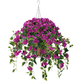 Homsunny artificial hanging bougainvillea flowers for patio decor; long-lasting, maintenance-free outdoor bloom.